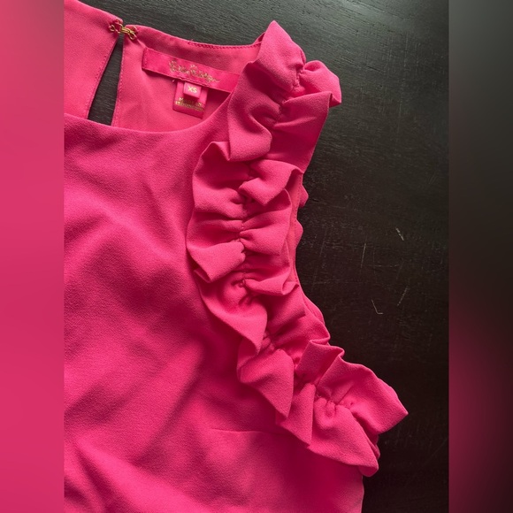 Lilly Pulitzer Kailee Sleeveless Ruffle Top Roxie Pink XS - Picture 2 of 10